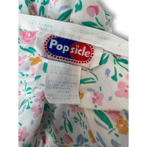 1980s Popsicle Girls Floral Ruffle Toddlers Dress Size 5 Pink Green Orange Blue