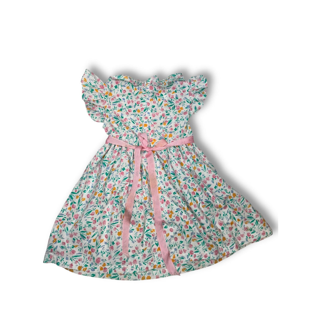 1980s Popsicle Girls Floral Ruffle Toddlers Dress Size 5 Pink Green Orange Blue