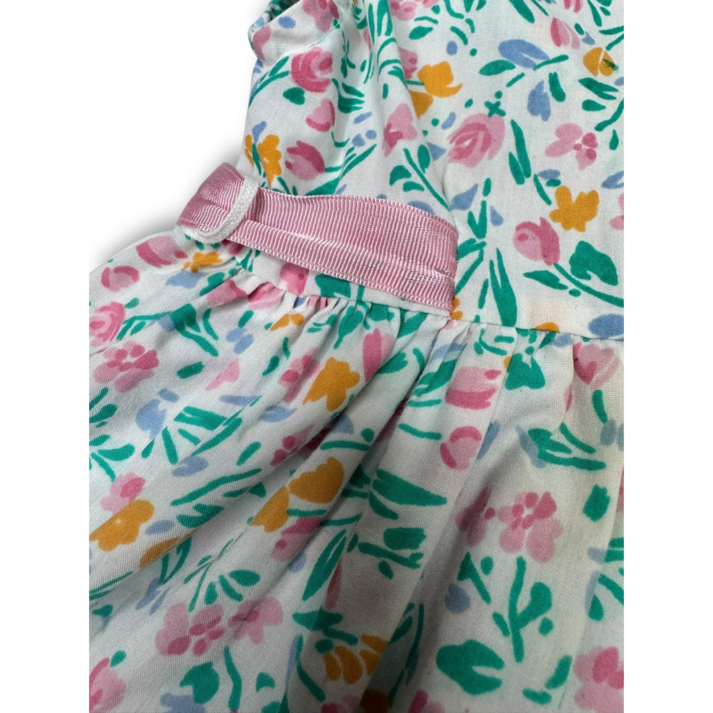 1980s Popsicle Girls Floral Ruffle Toddlers Dress Size 5 Pink Green Orange Blue