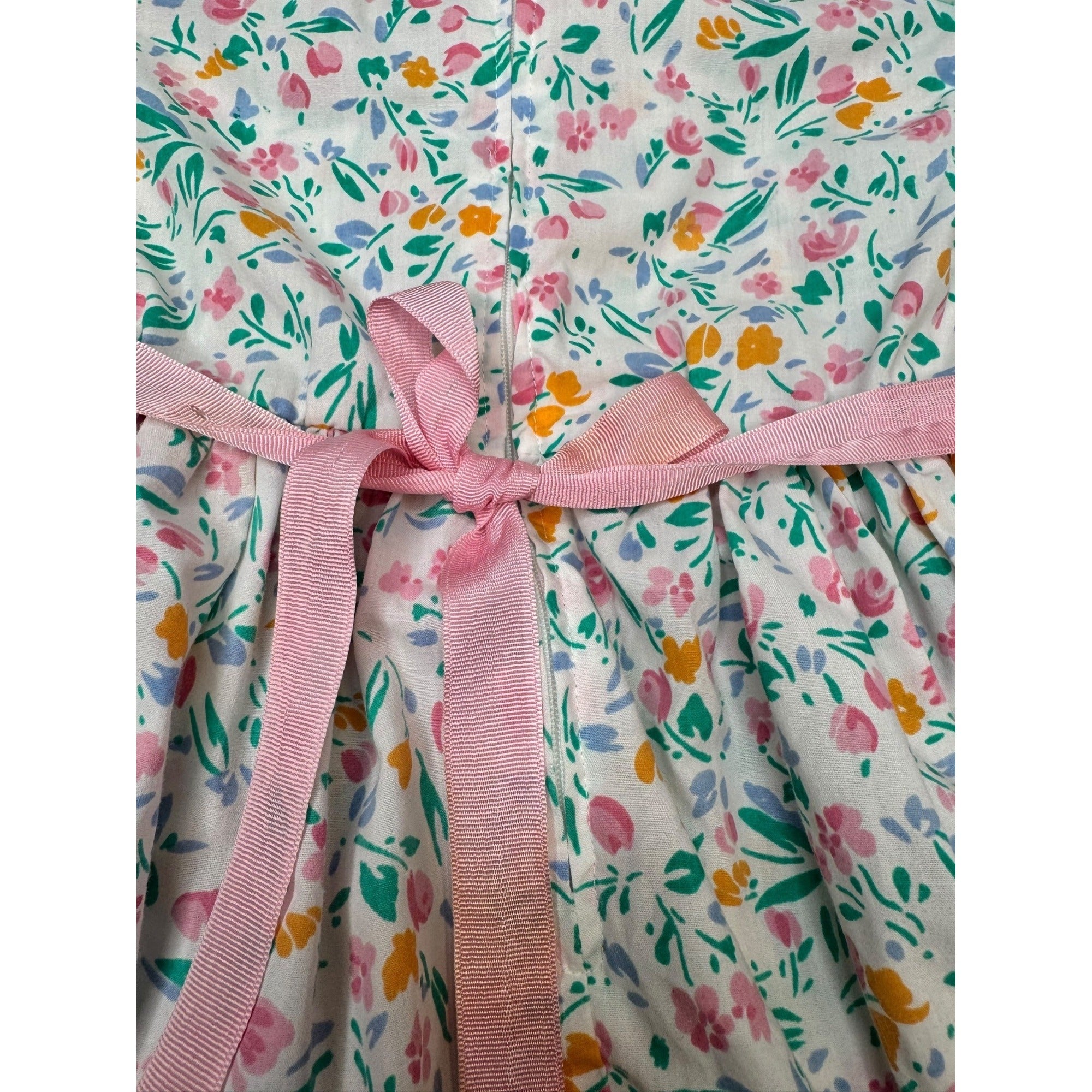 1980s Popsicle Girls Floral Ruffle Toddlers Dress Size 5 Pink Green Orange Blue
