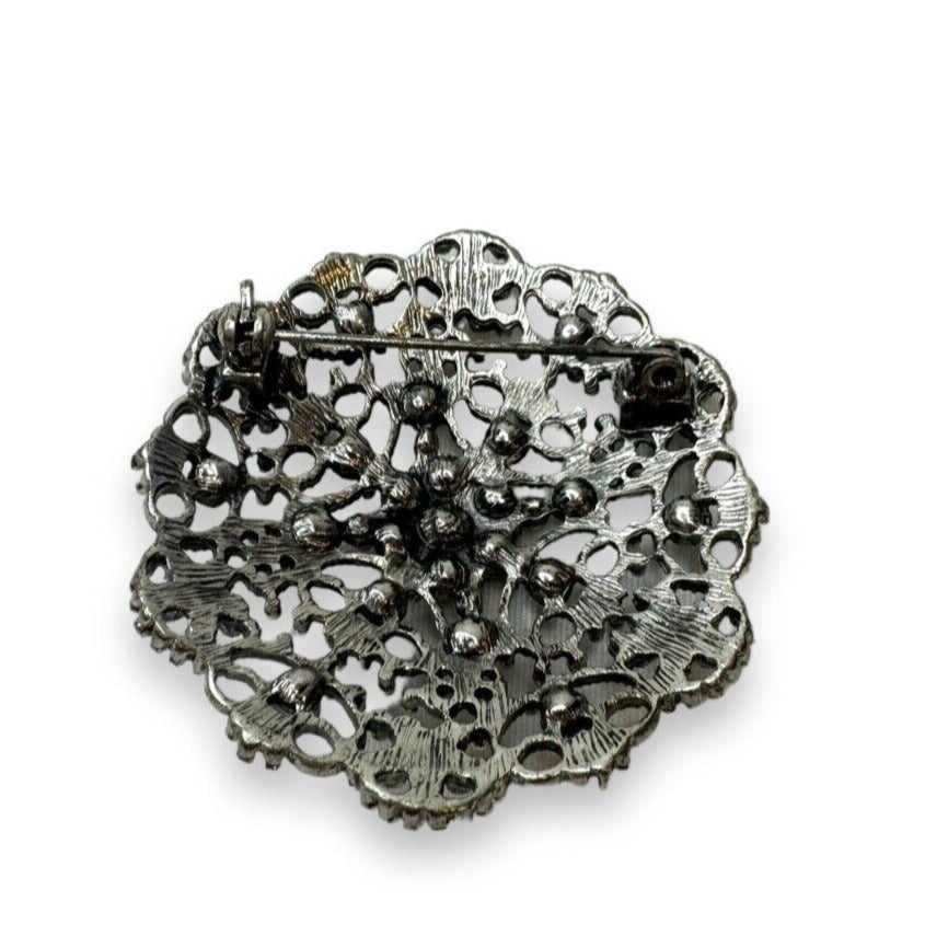 Macys Charter Club Brooch Silvertone Rhinestone New In Box