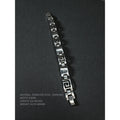 Italy OR Stainless Steel Greek Key Bracelet Diamond Accent 2000s