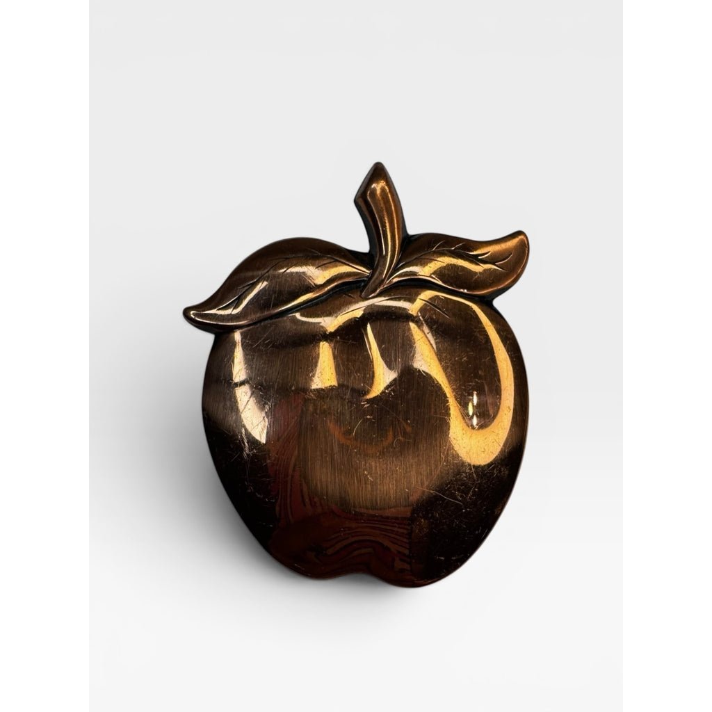 Apple Pendant Copper Figural Fruit Jewelry Vintage 1950s