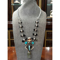 Hemerson Brown Navajo Sterling Scarab Necklace 14k Turquoise Labradorite 18in