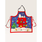 Concord Fabrics Holiday Apron Blue Snoopy Doghouse Snowman Handmade 2001