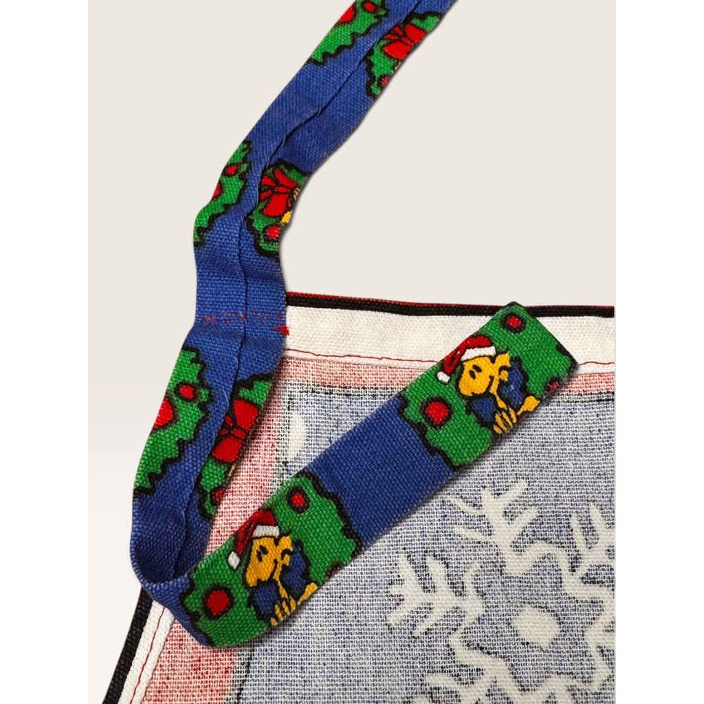 Concord Fabrics Holiday Apron Blue Snoopy Doghouse Snowman Handmade 2001