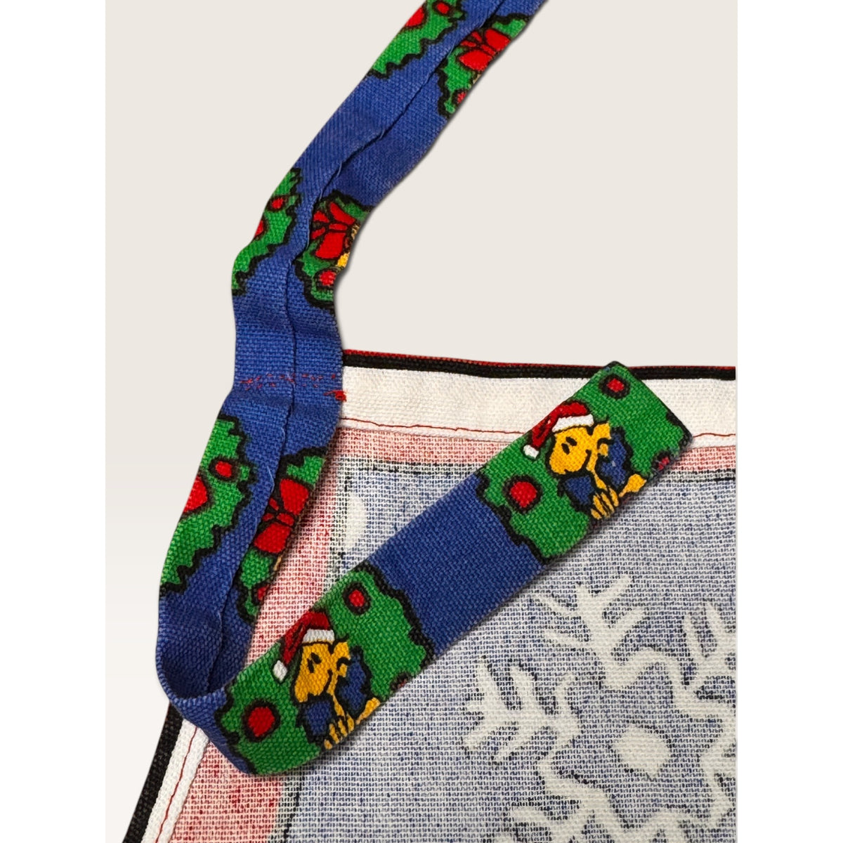 Concord Fabrics Holiday Apron Blue Snoopy Doghouse Snowman Handmade 2001