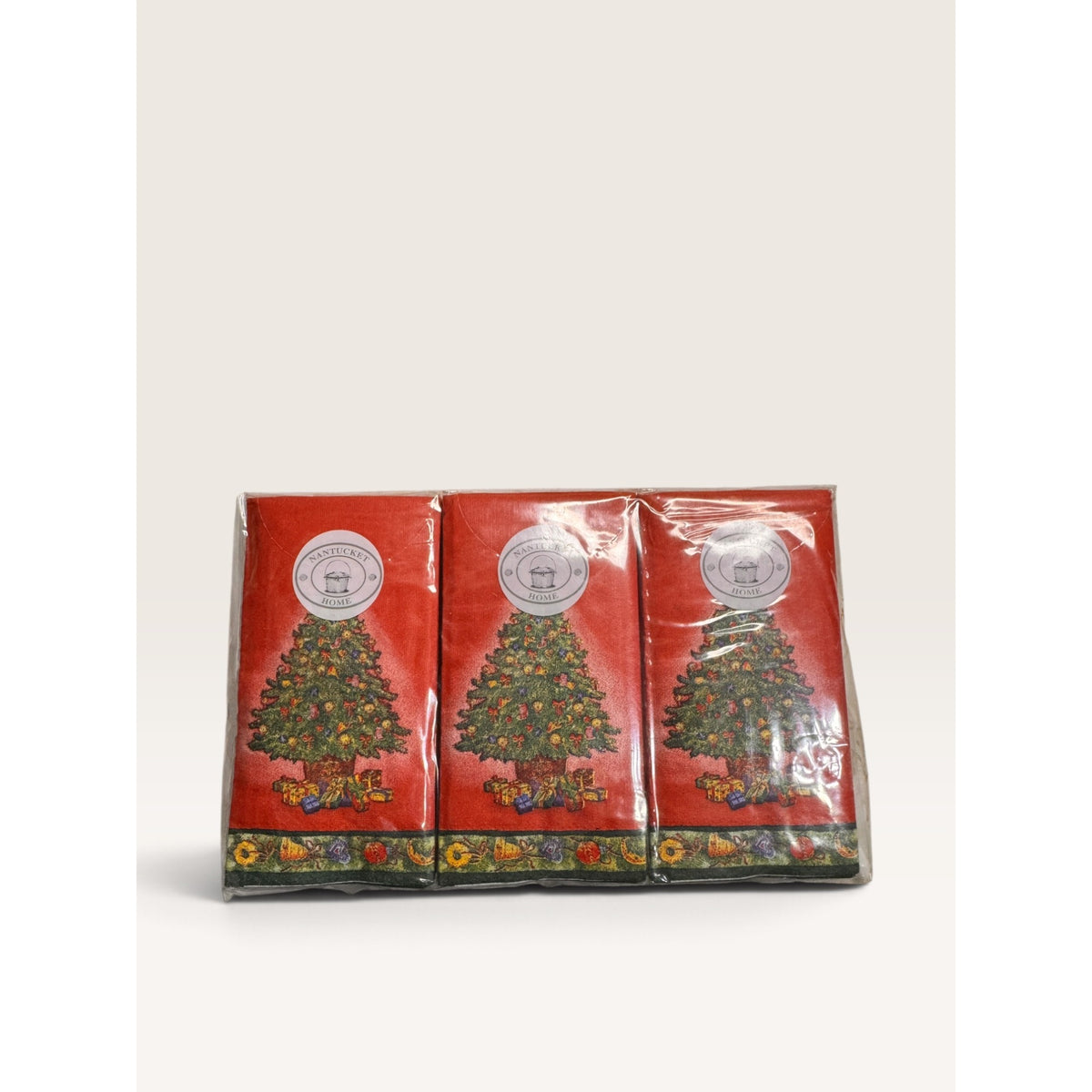 Nantucket Home Red Christmas Tree Graphic Paper Tissues 6 Pack Set Vintage 90s