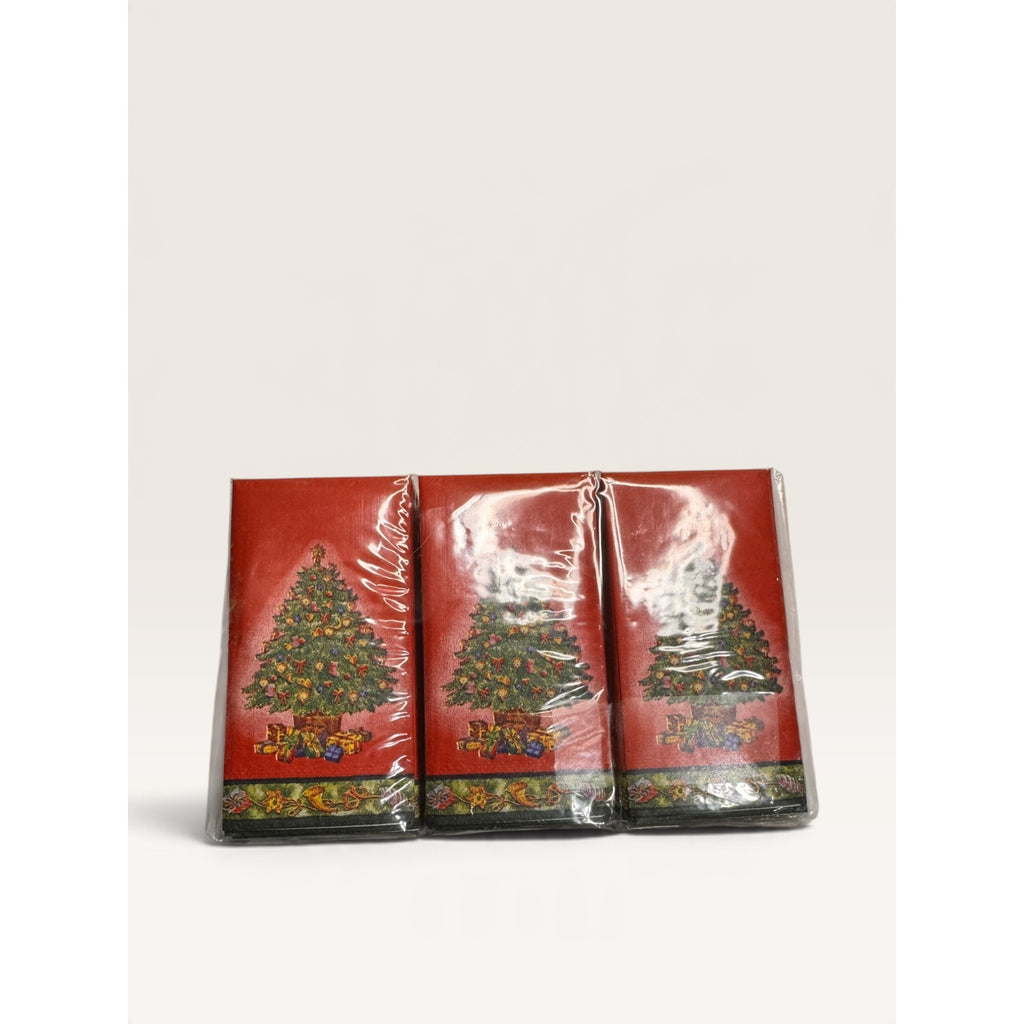 Nantucket Home Red Christmas Tree Graphic Paper Tissues 6 Pack Set Vintage 90s