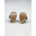 Tan Lucite Teardrop Leaf Clip On Earrings Gold Tone 1960s Vintage