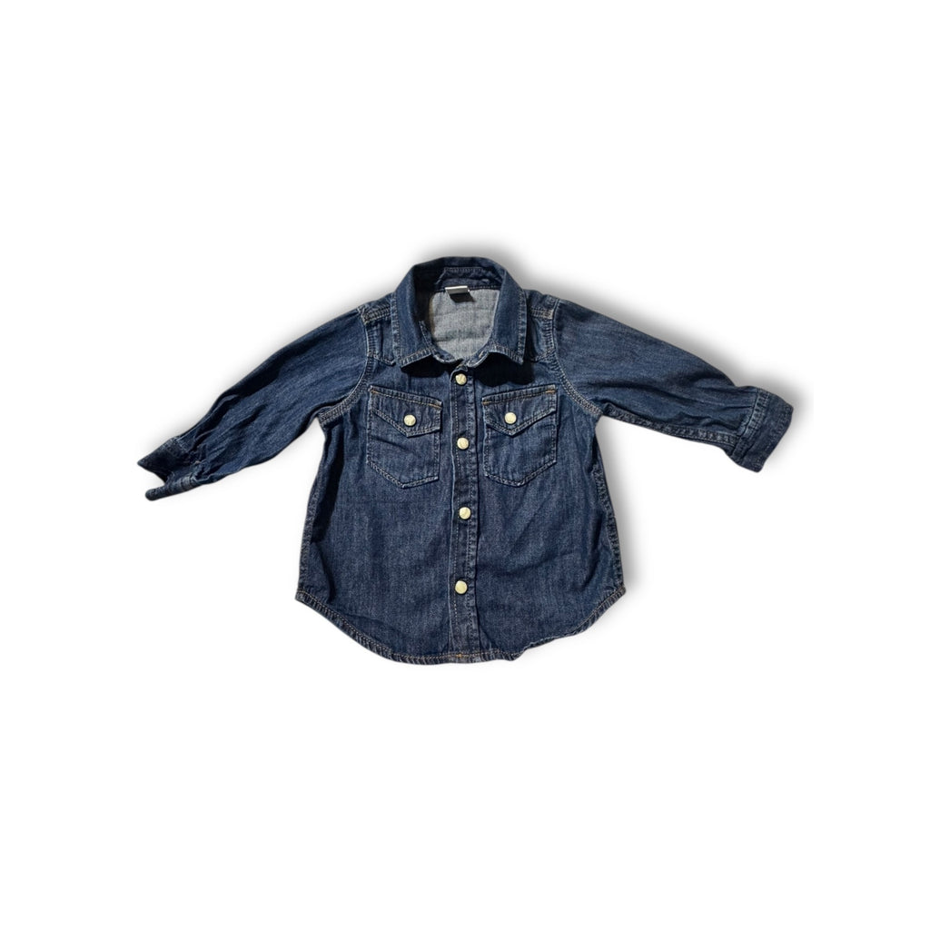 Baby Gap Denim Snap Shirt Blue Long Sleeve 6–12 Months Cotton