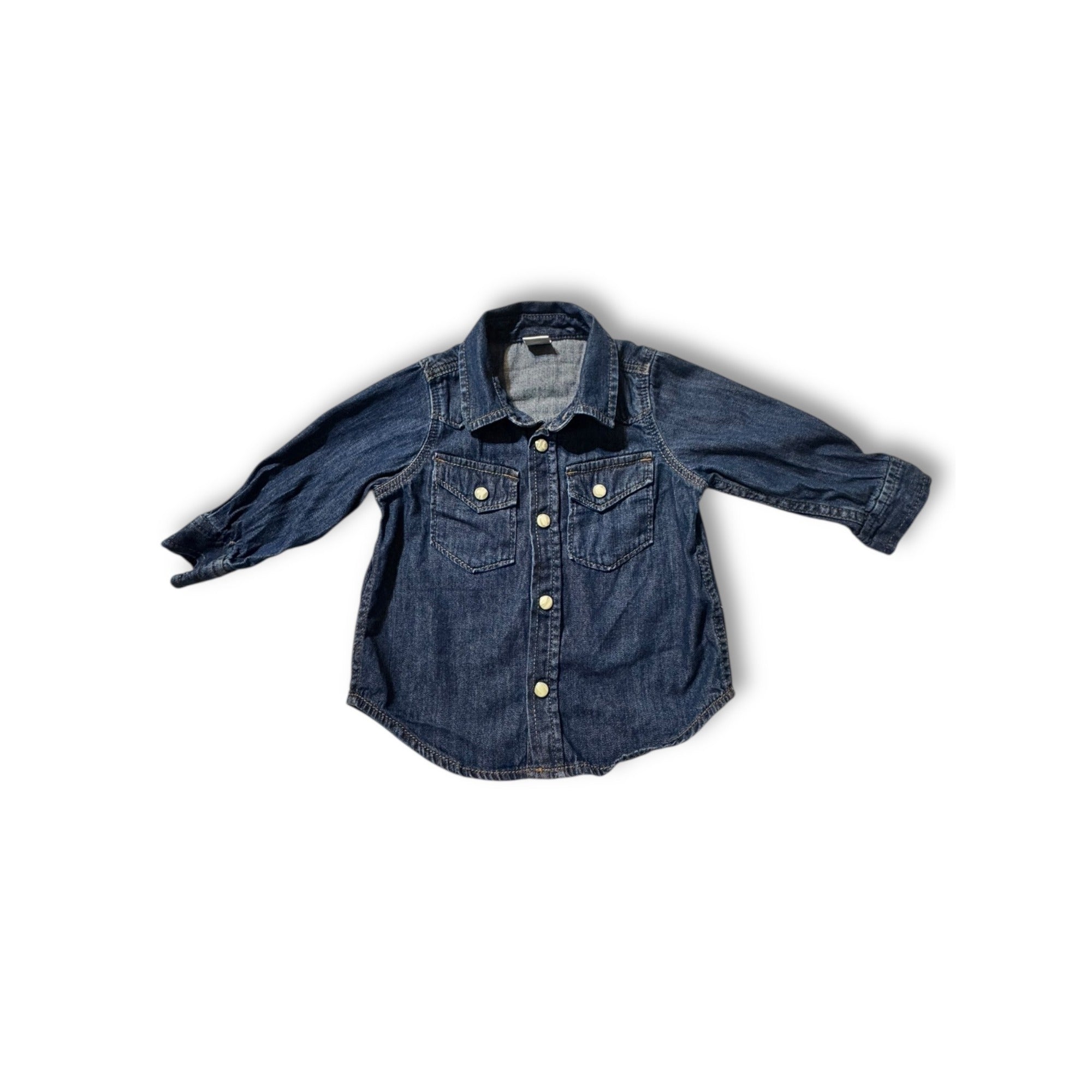 Baby Gap Denim Snap Shirt Blue Long Sleeve 6–12 Months Cotton