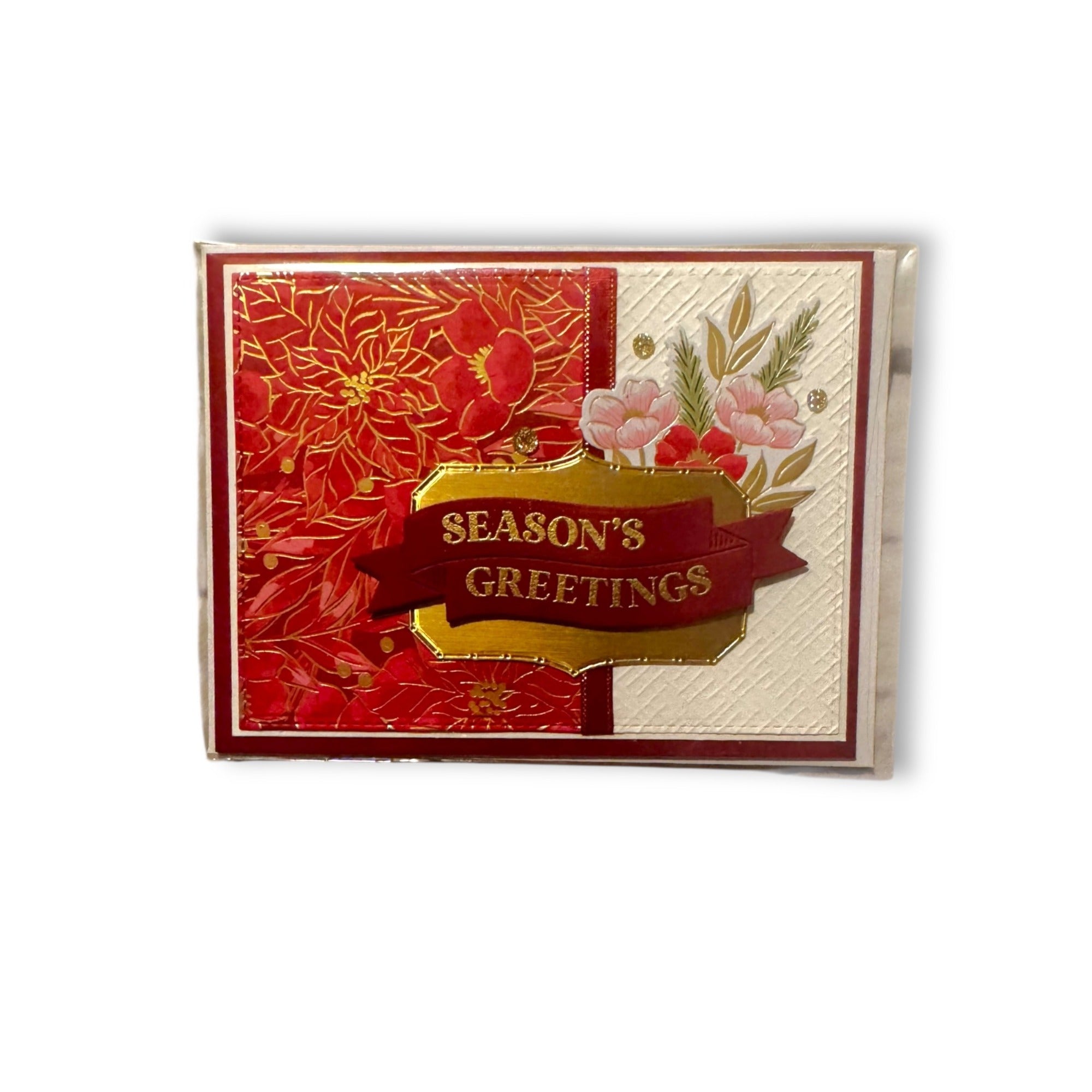 Send A Smile Handmade Blank Greeting Card Flowers Poinsettia Red White