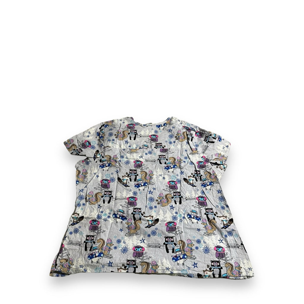 Scrubstar Winter Wonderland Critters Scrub Top Cotton Short Sleeve Women's 3X