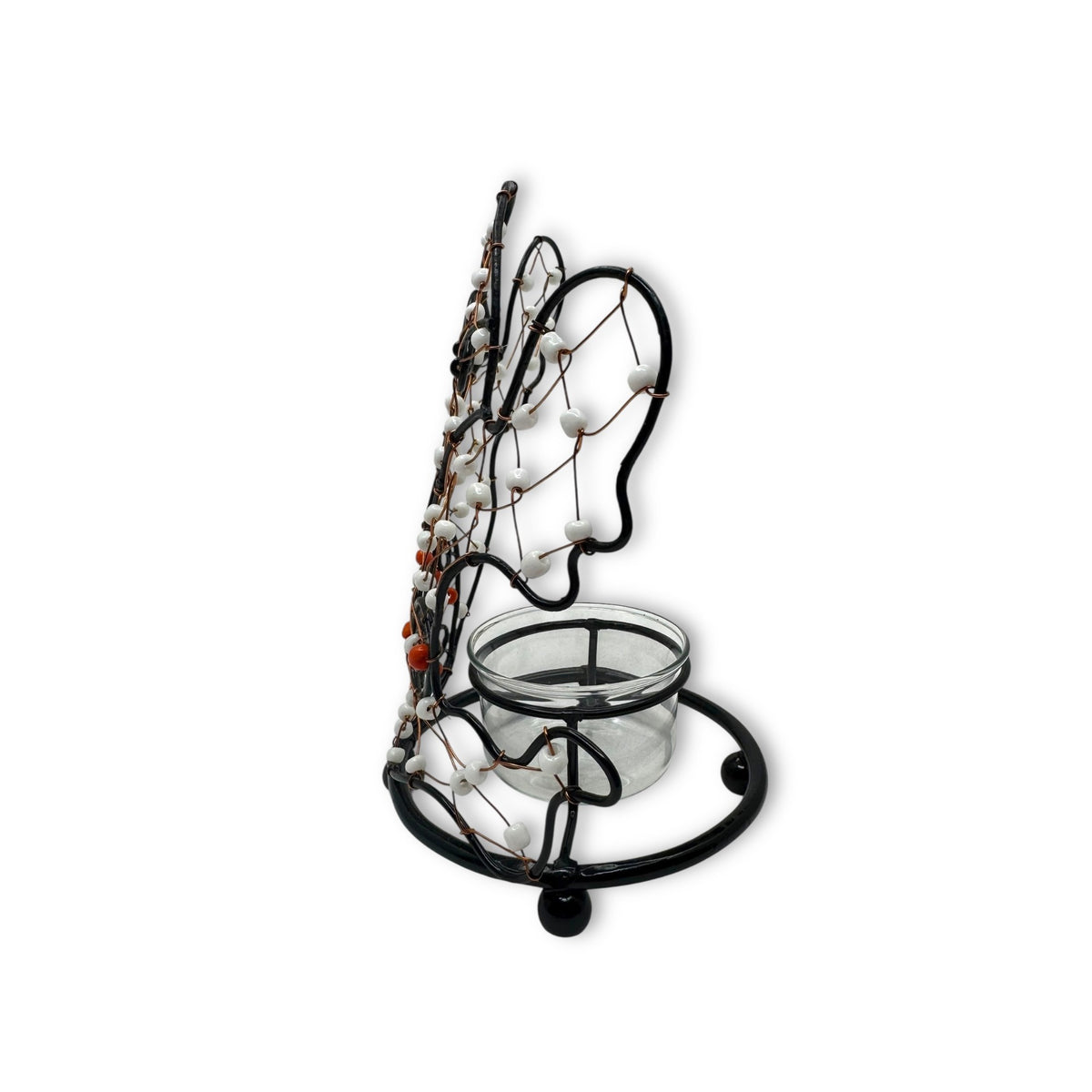 Halloween Ghost Wire Wrapped Beaded Tea Light Candle Holder
