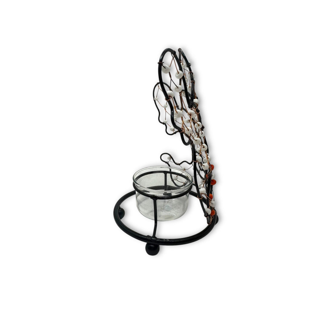 Halloween Ghost Wire Wrapped Beaded Tea Light Candle Holder