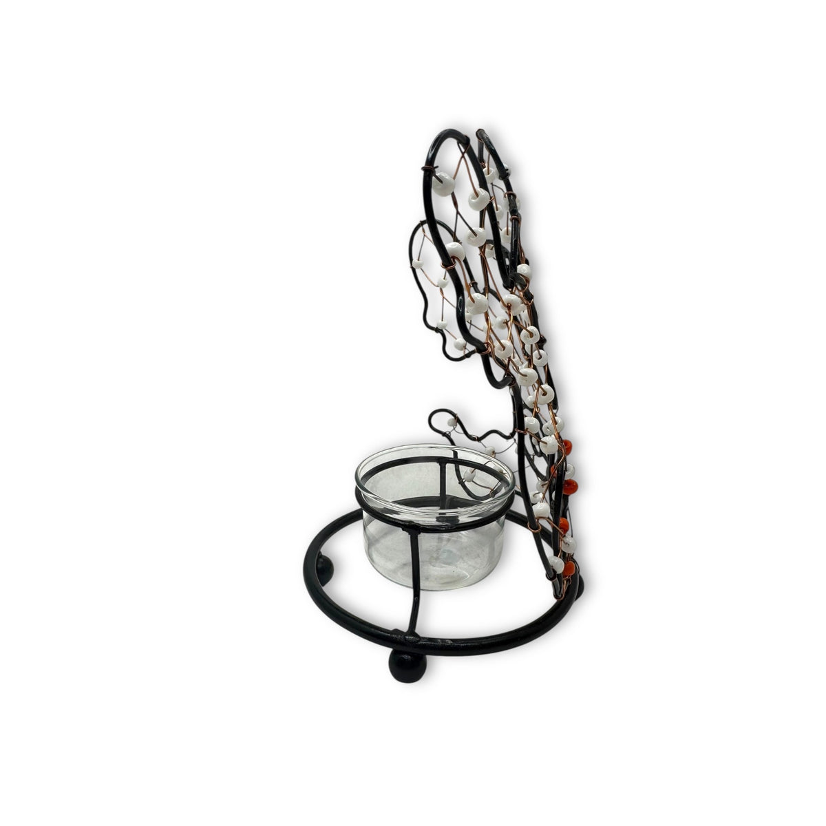 Halloween Ghost Wire Wrapped Beaded Tea Light Candle Holder