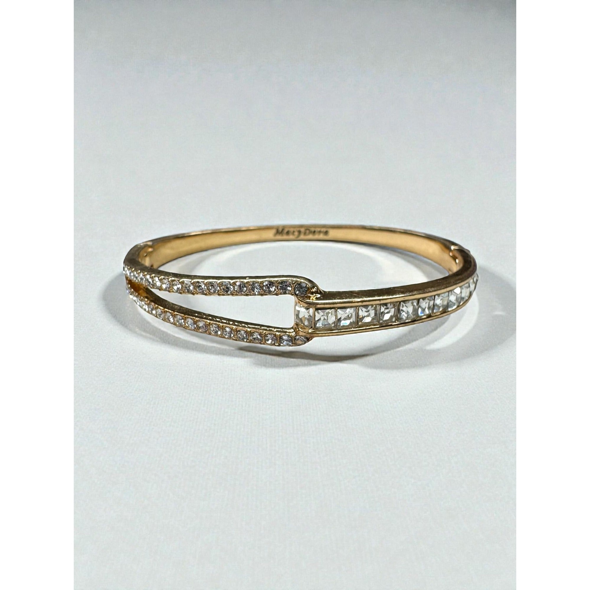 MacyDora Mia Crystal Bangle Bracelet Gold Tone Geometric Modern Contemporary