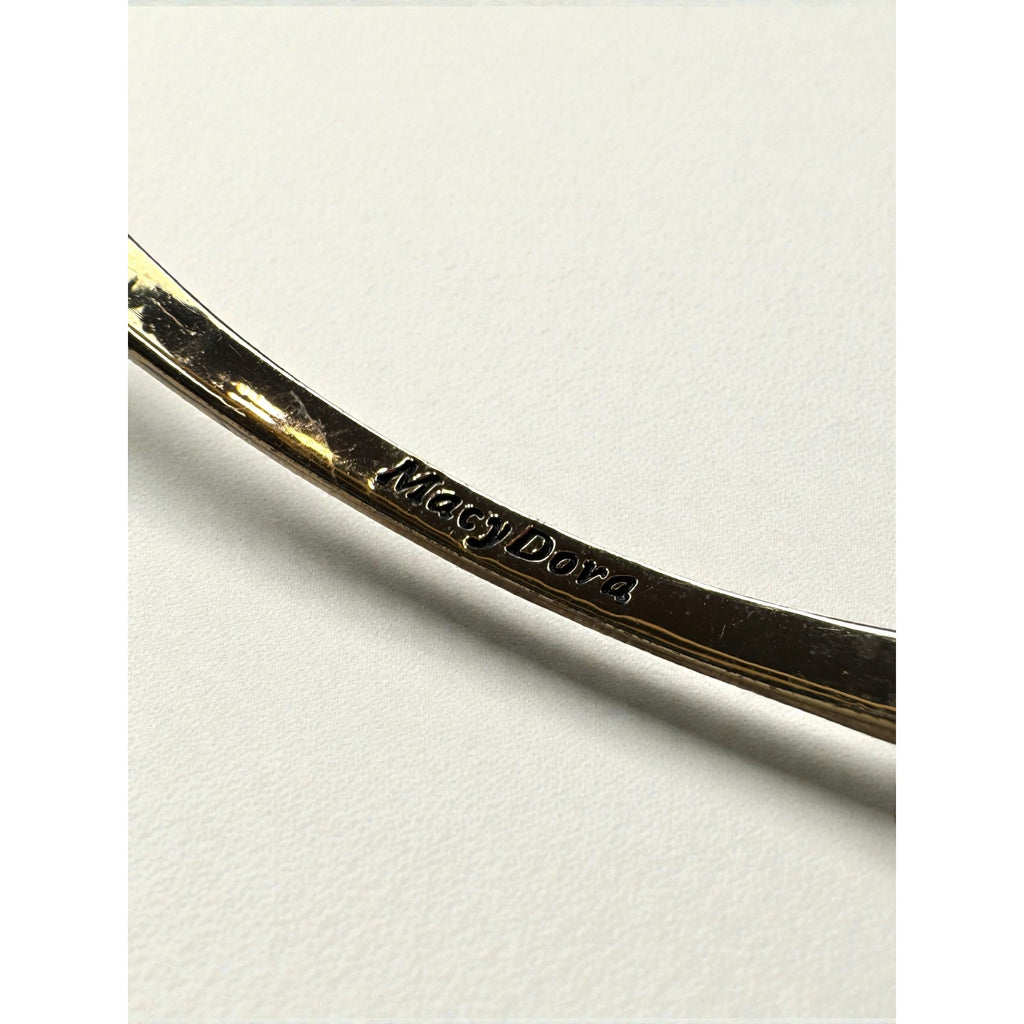 MacyDora Mia Crystal Bangle Bracelet Gold Tone Geometric Modern Contemporary