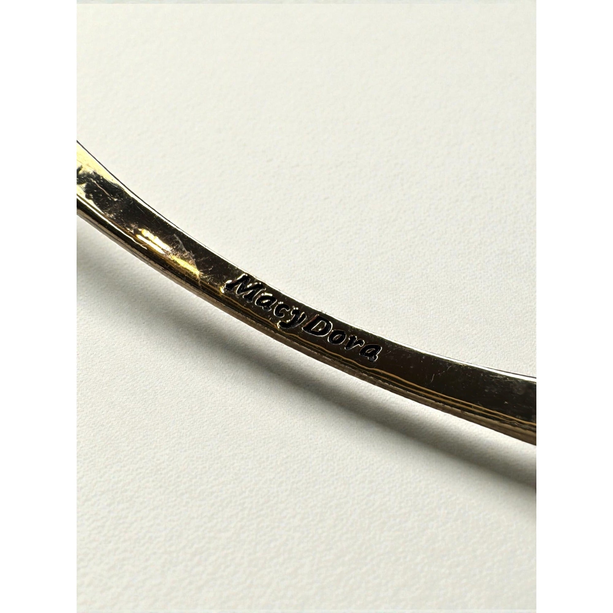 MacyDora Mia Crystal Bangle Bracelet Gold Tone Geometric Modern Contemporary
