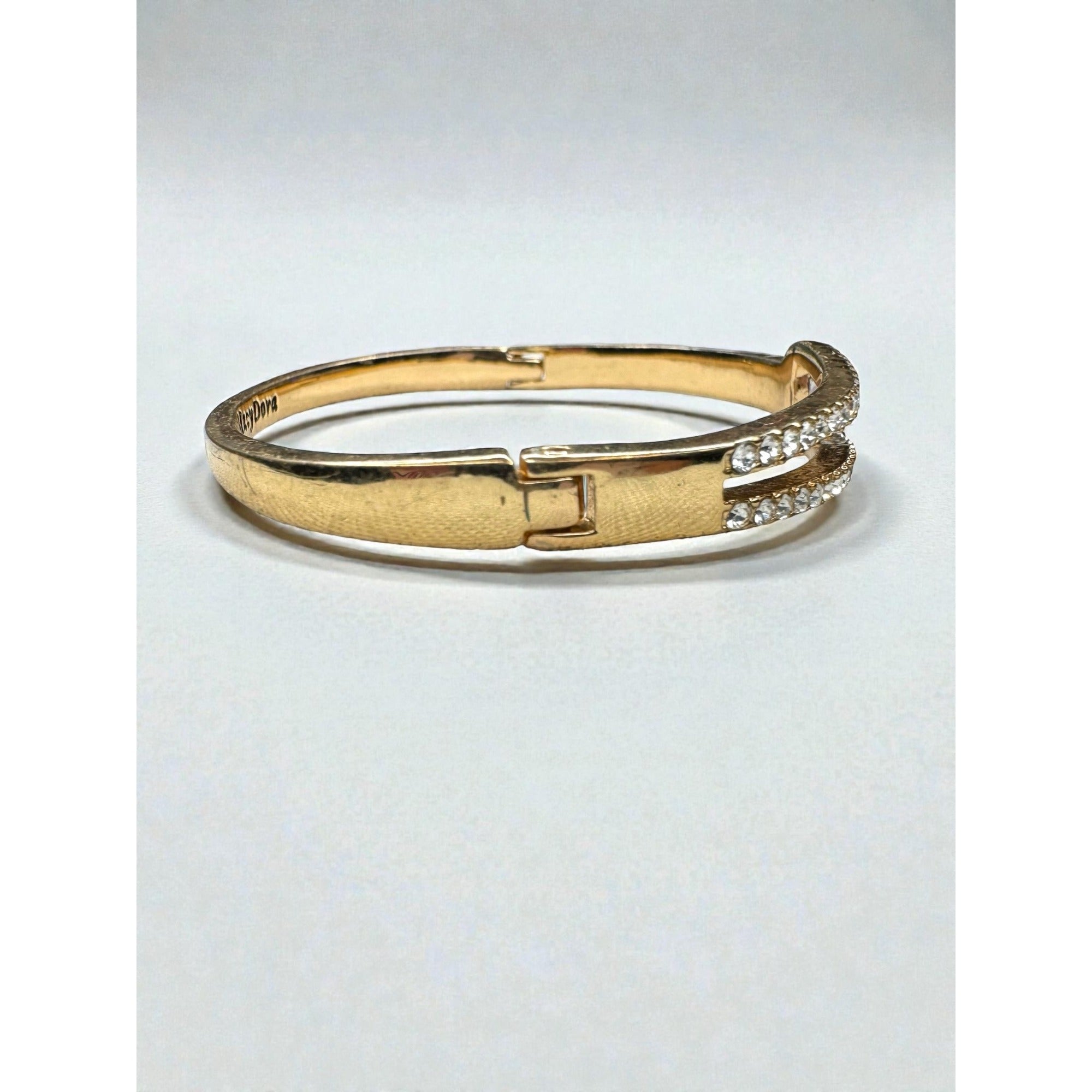 MacyDora Mia Crystal Bangle Bracelet Gold Tone Geometric Modern Contemporary