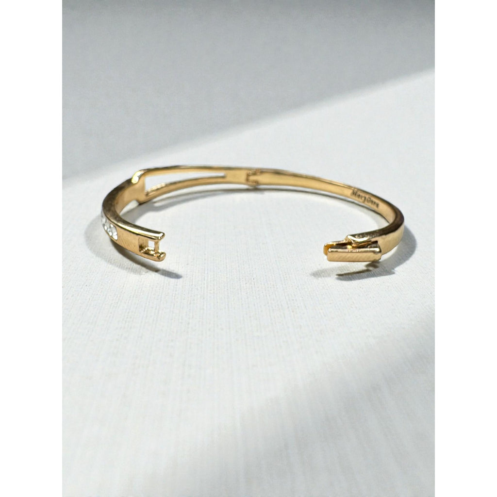 MacyDora Mia Crystal Bangle Bracelet Gold Tone Geometric Modern Contemporary
