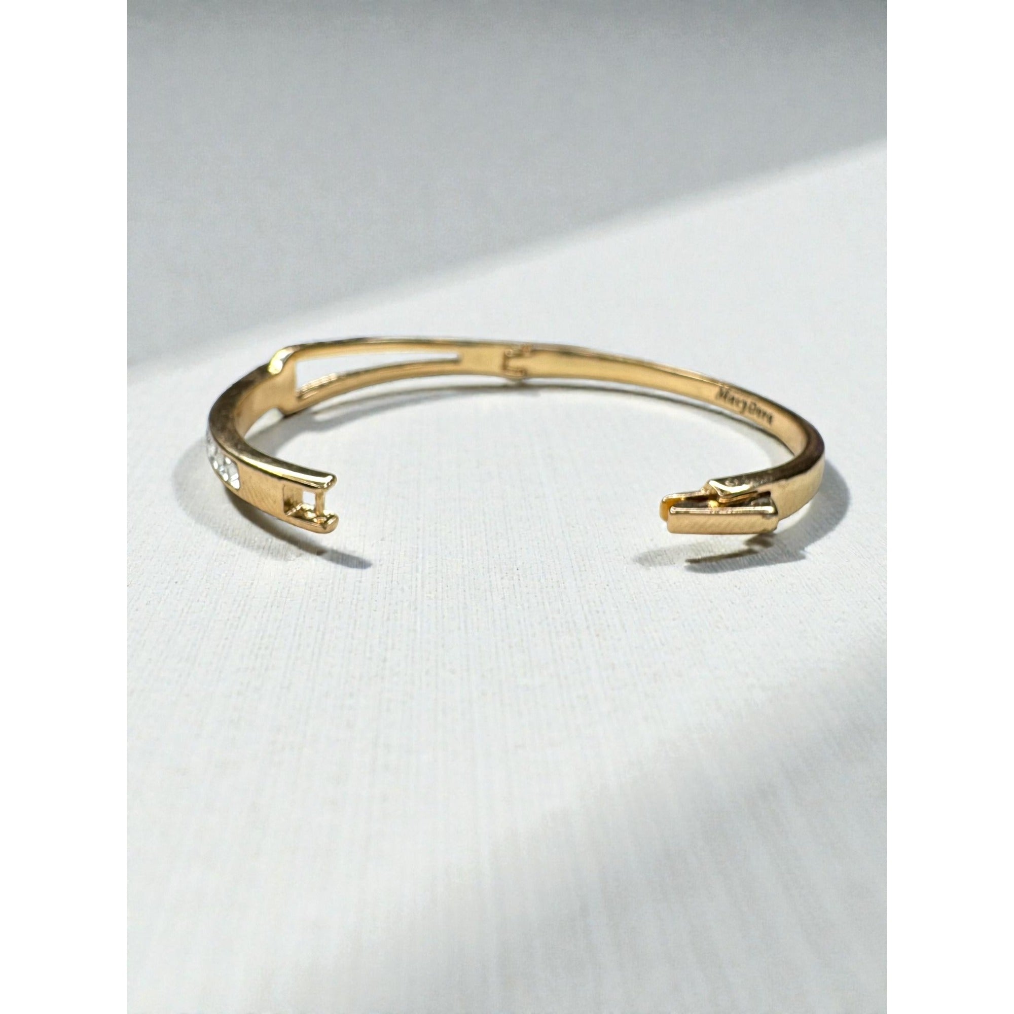 MacyDora Mia Crystal Bangle Bracelet Gold Tone Geometric Modern Contemporary