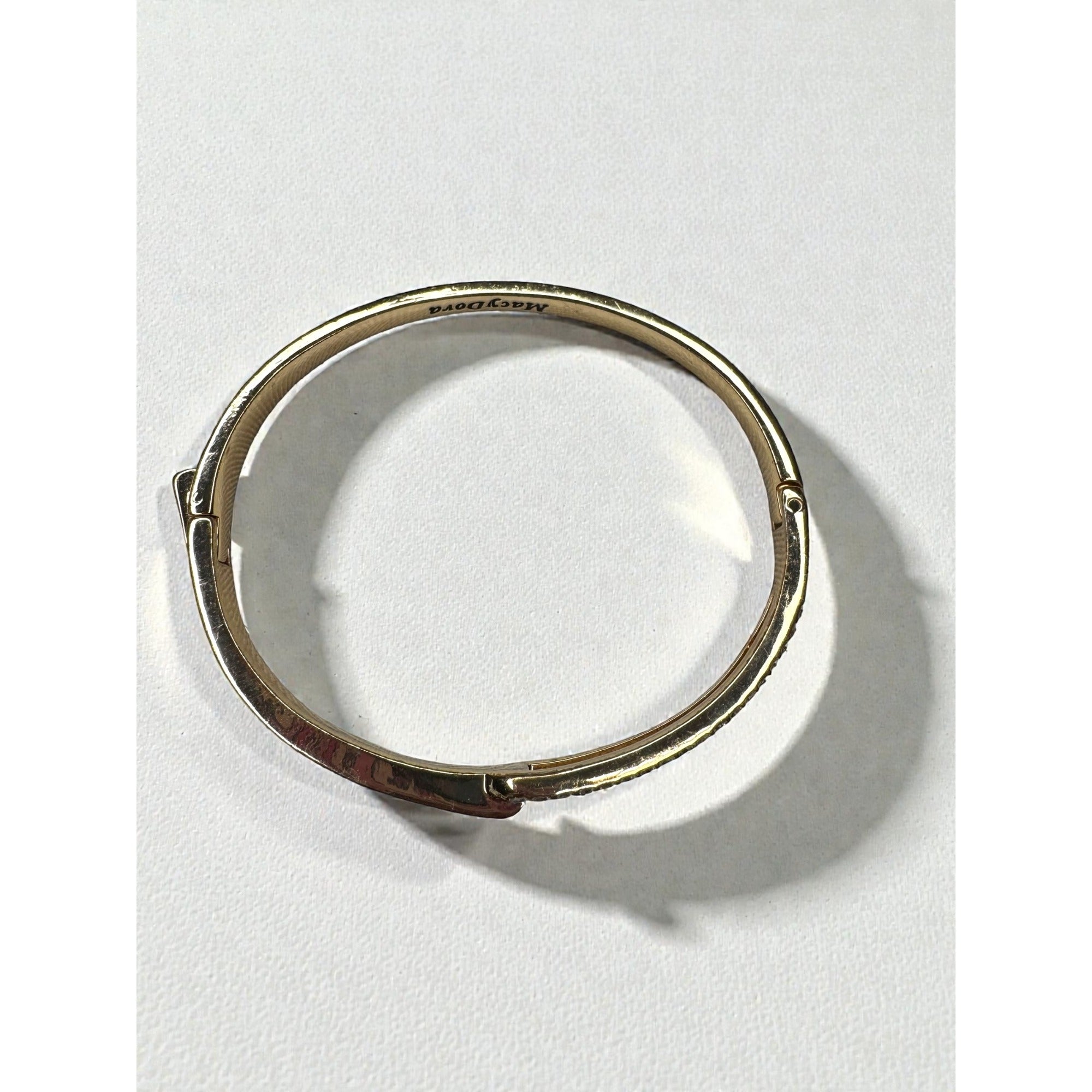 MacyDora Mia Crystal Bangle Bracelet Gold Tone Geometric Modern Contemporary