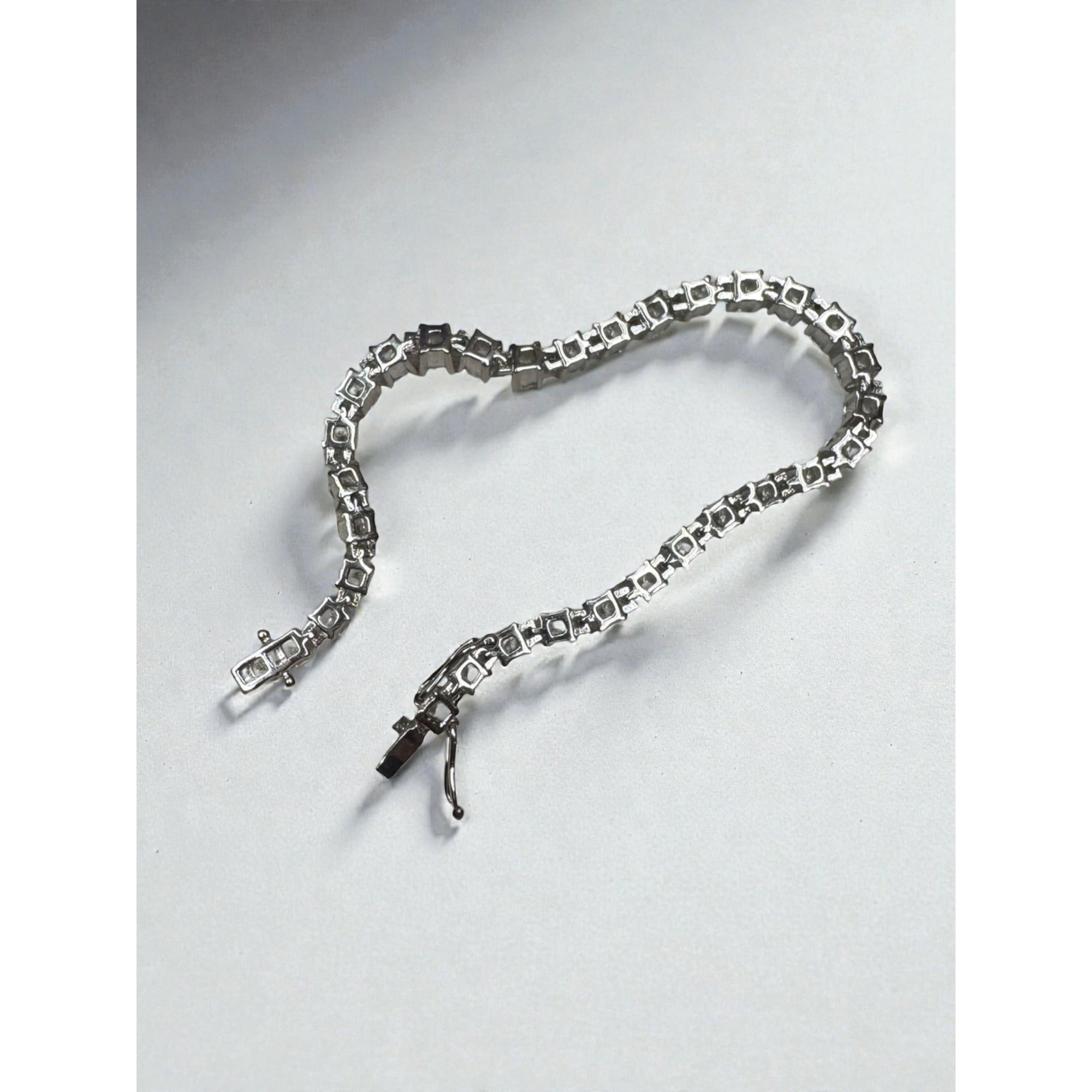 Crystal Tennis Bracelet Silver Tone Prom Glam Modern 2010s