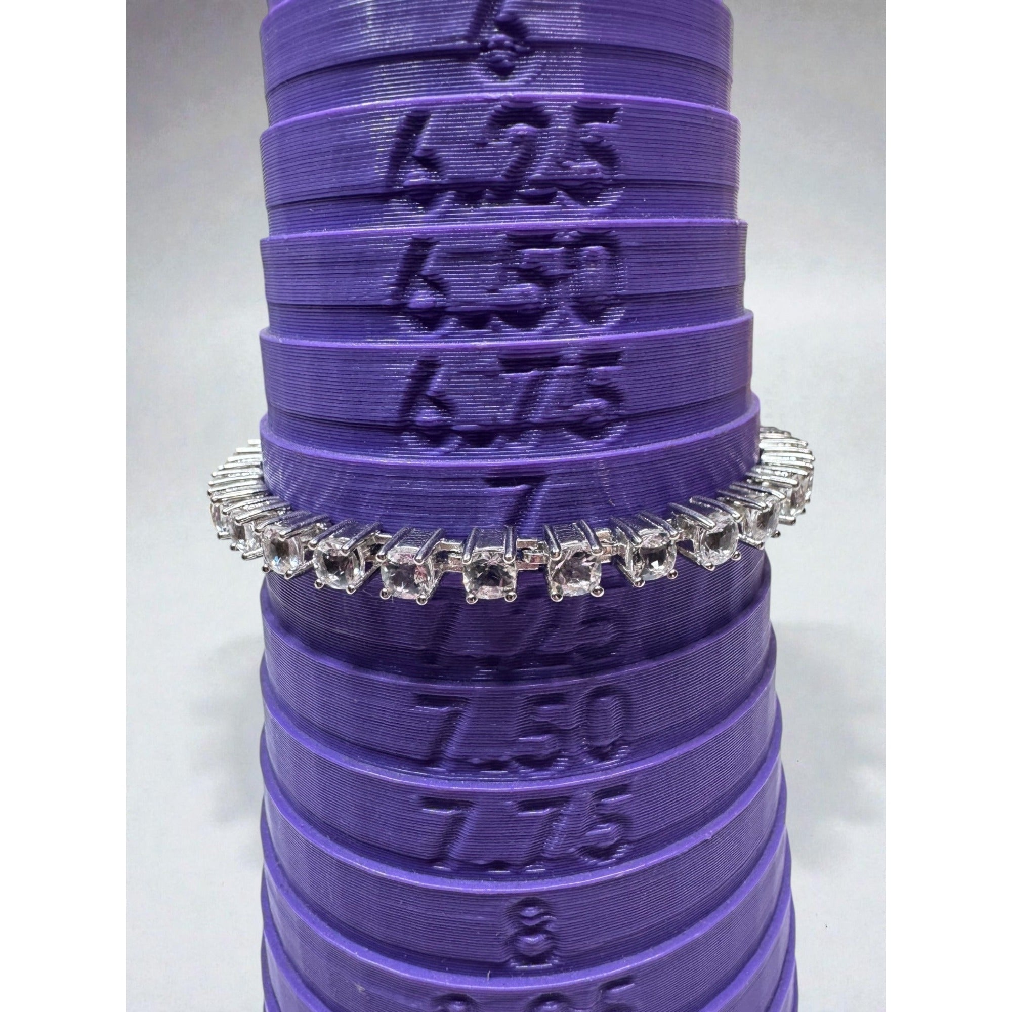 Crystal Tennis Bracelet Silver Tone Prom Glam Modern 2010s
