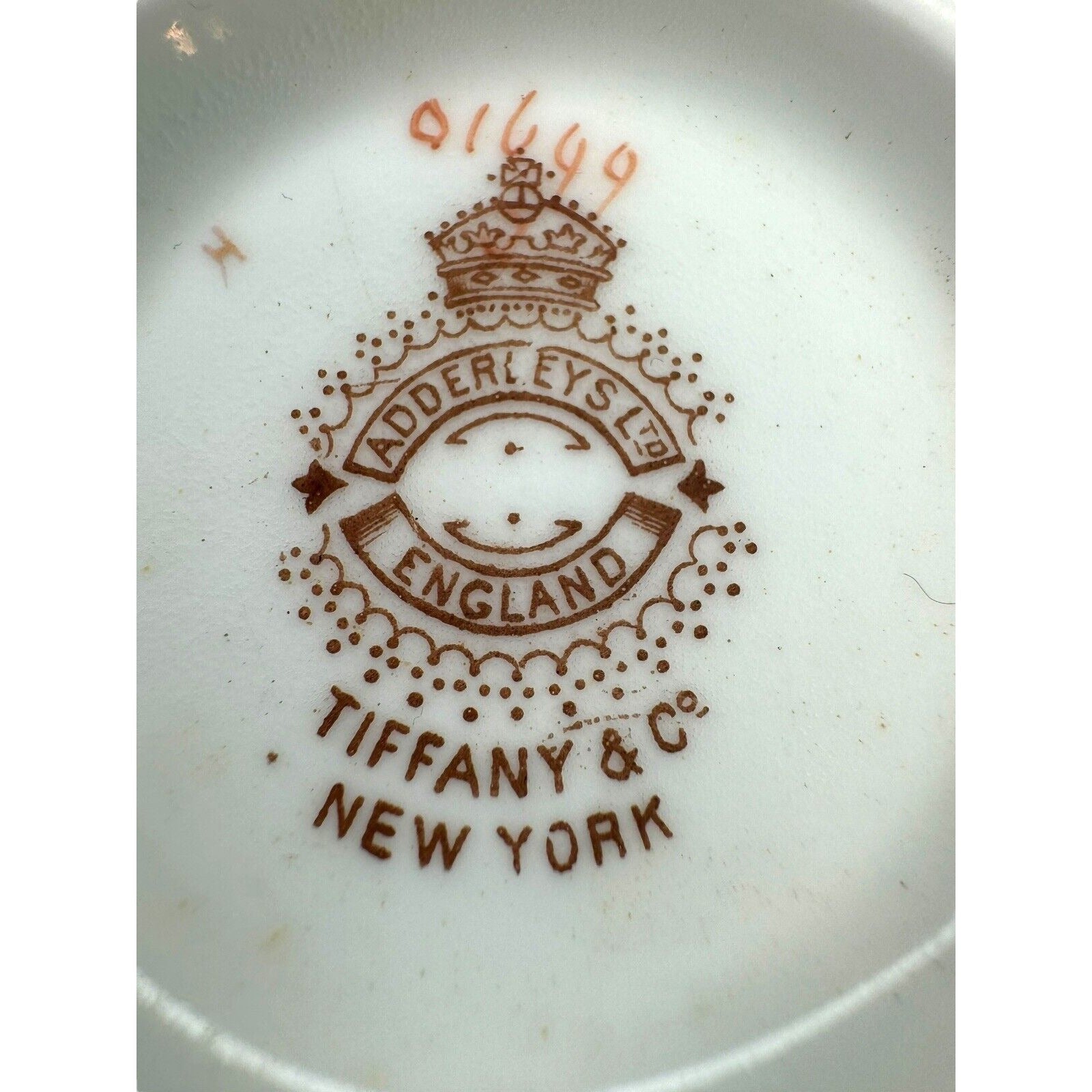 Tiffany & Co Adderley Bouillon Cup & Saucer Set Pink Roses Gold Trim England