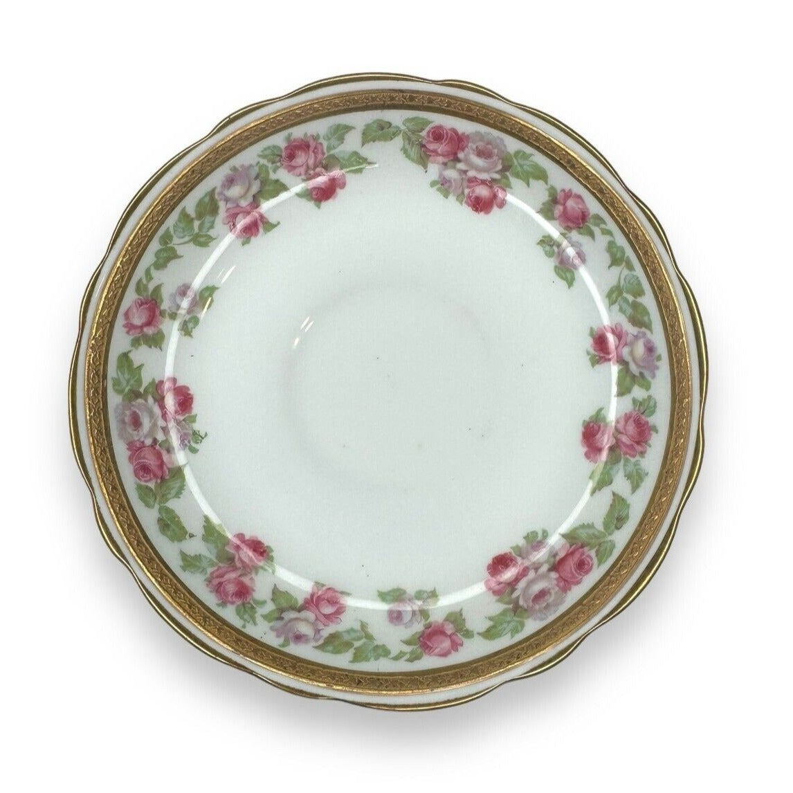 Tiffany & Co Adderley Bouillon Cup & Saucer Set Pink Roses Gold Trim England