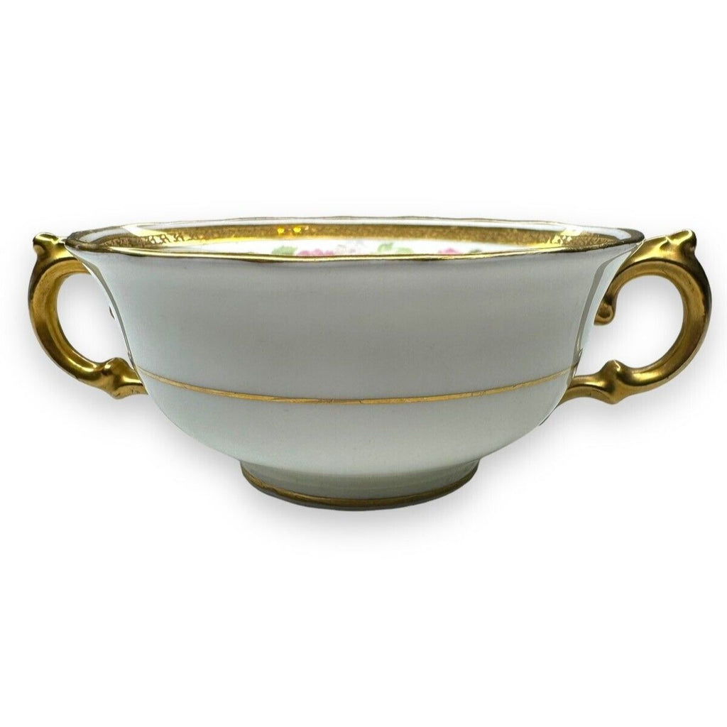 Tiffany & Co Adderley Bouillon Cup & Saucer Set Pink Roses Gold Trim England
