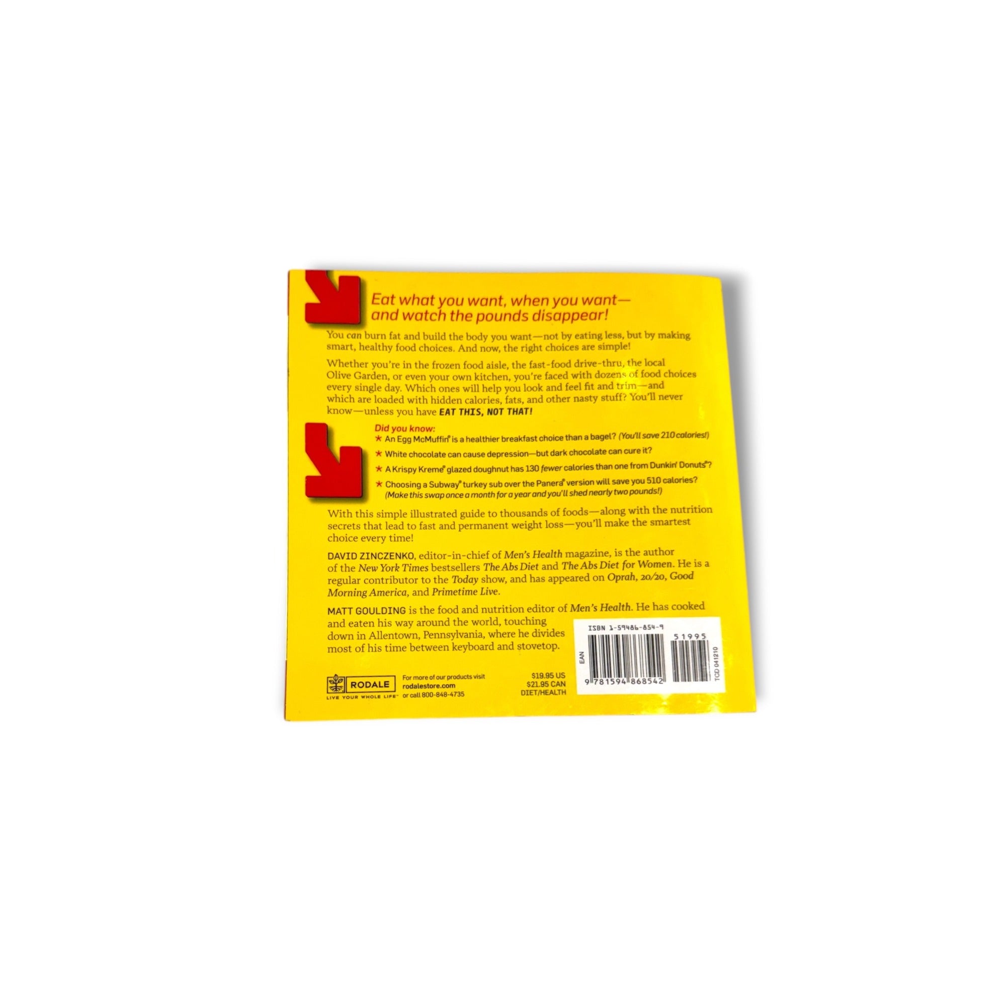 Eat This Not That! The No-Diet Weight Loss Solution By David Zinczenko Paperback 304 Pages