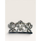 1950s Clear Crystal Crown Brooch Silver Tone Tiara Royal Vintage