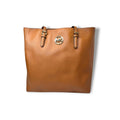 Michael Kors Jet Set Tote Brown Saffiano Leather Adjustable Straps Gold Tone Hardware