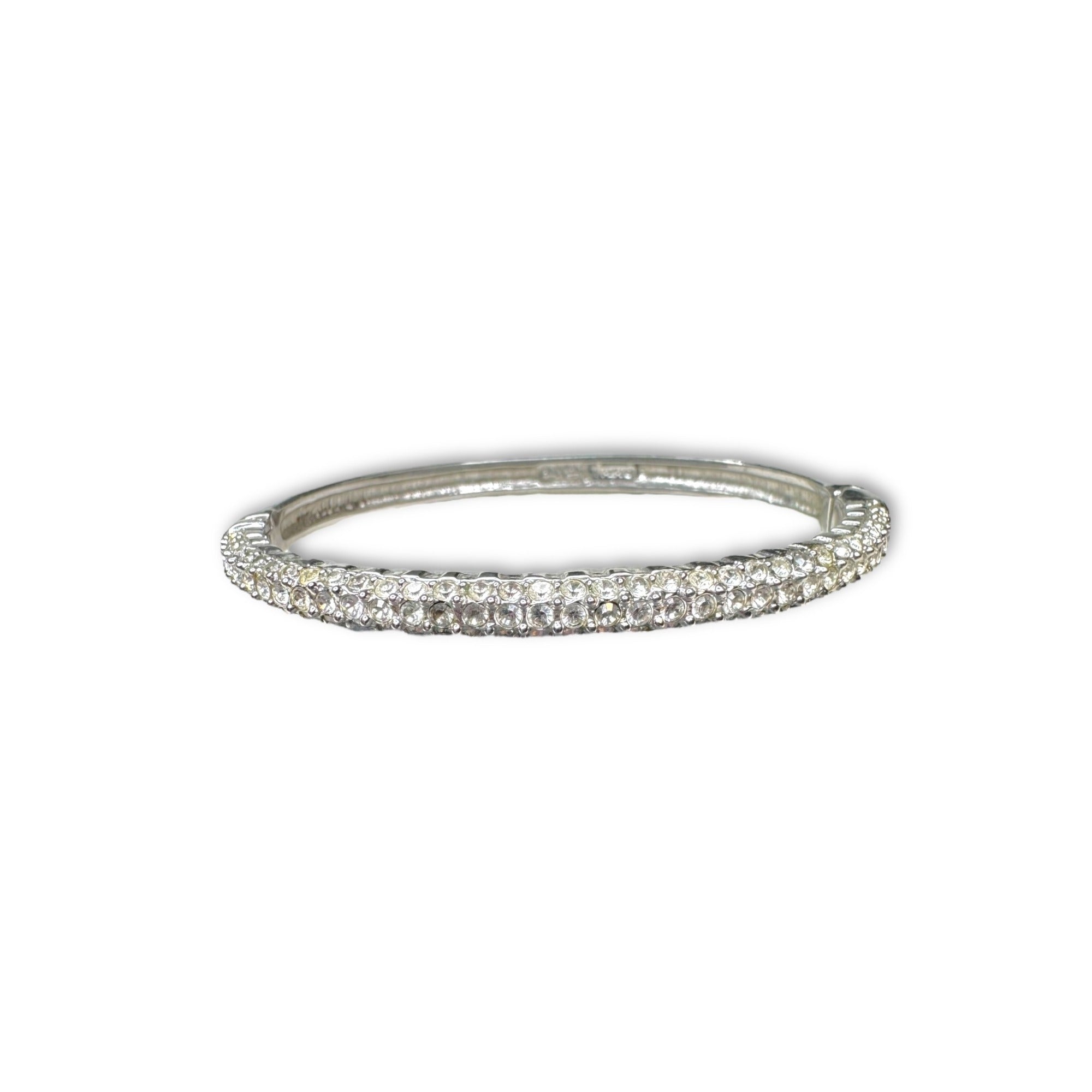 Vintage Nolan Miller Silver Crystal Bangle Bracelet