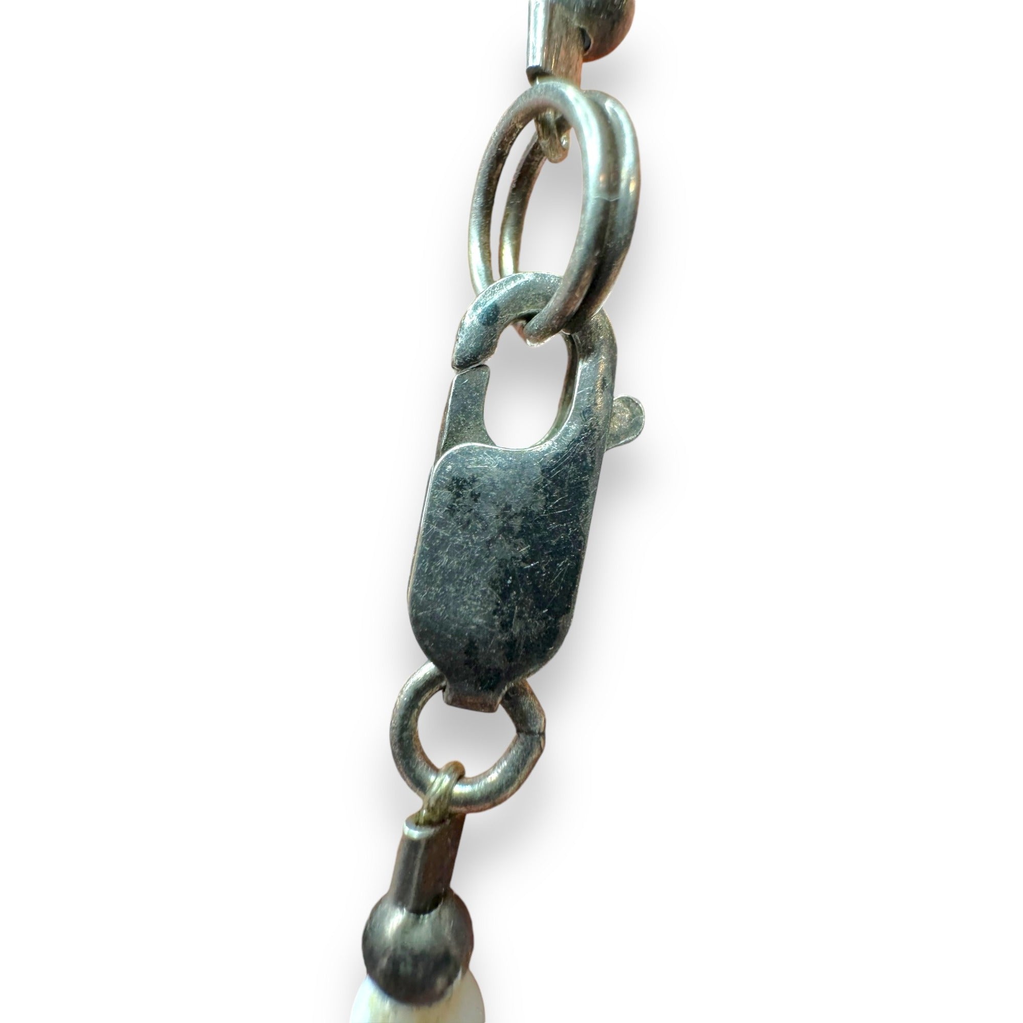 Mother Of Pearl Abalone Leaf Necklace With Sterling Silver Lobster Clasp 18.5"