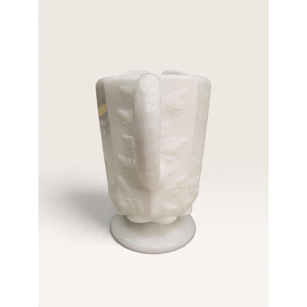 Westmoreland Milk Glass Paneled Grape Pitcher Creamer 4.5 Inch UV Glow