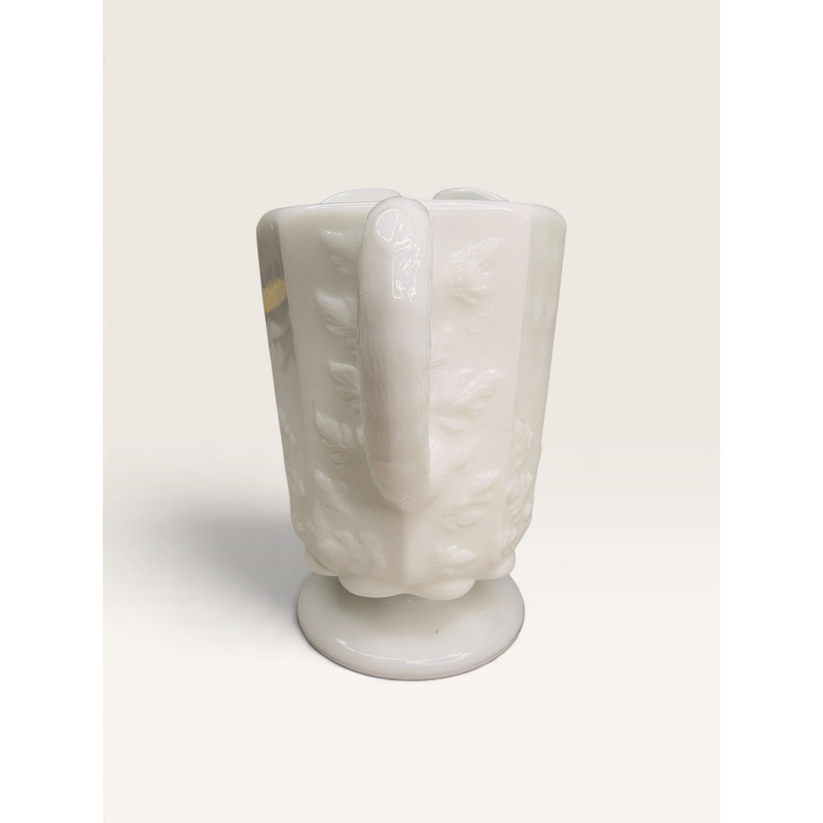 Westmoreland Milk Glass Paneled Grape Pitcher Creamer 4.5 Inch UV Glow