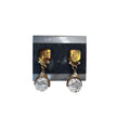 Liz Claiborne Clip On Earrings Gold Tone Clear Acrylic 1980s Vintage