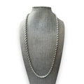 14K White Gold Plated Rope Chain Necklace 23.75" Lobster Claw Clasp