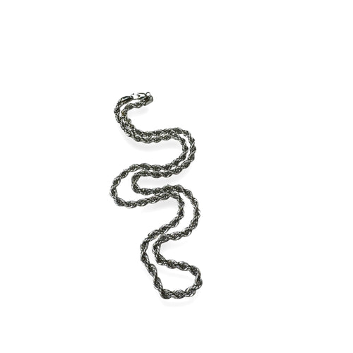 14K White Gold Plated Rope Chain Necklace 23.75" Lobster Claw Clasp