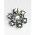 Moonglow Lucite Flower Brooch Silver Tone Filigree Floral Pin Vintage