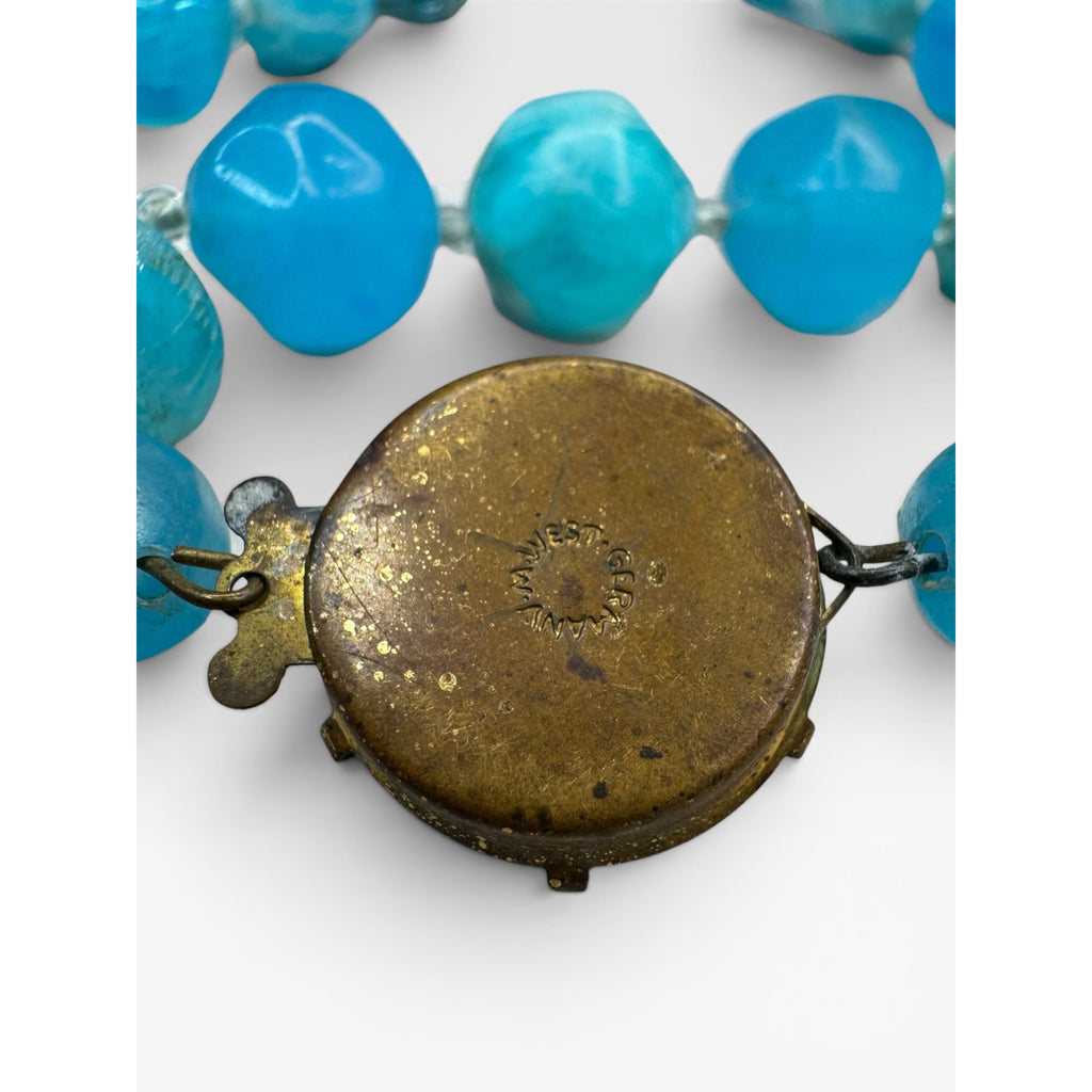 West Germany Blue Swirl Acrylic Cluster Beaded 1950s Statement Necklace Vintage