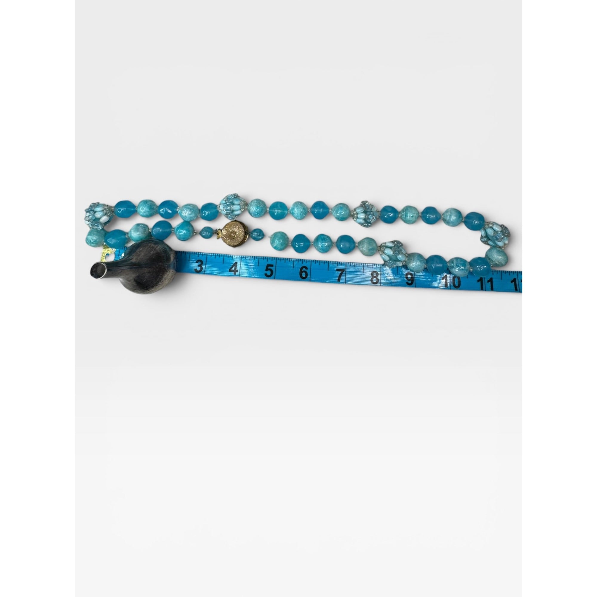 West Germany Blue Swirl Acrylic Cluster Beaded 1950s Statement Necklace Vintage