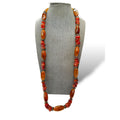 Pauline Rader Carnelian Amber-colored Lucite Beaded Necklace Spring Ring 29”