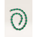 1970s Green Black White Acrylic Bead Single Strand Necklace 23" Vintage