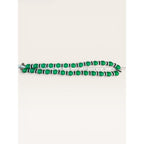 1970s Green Black White Acrylic Bead Single Strand Necklace 23" Vintage
