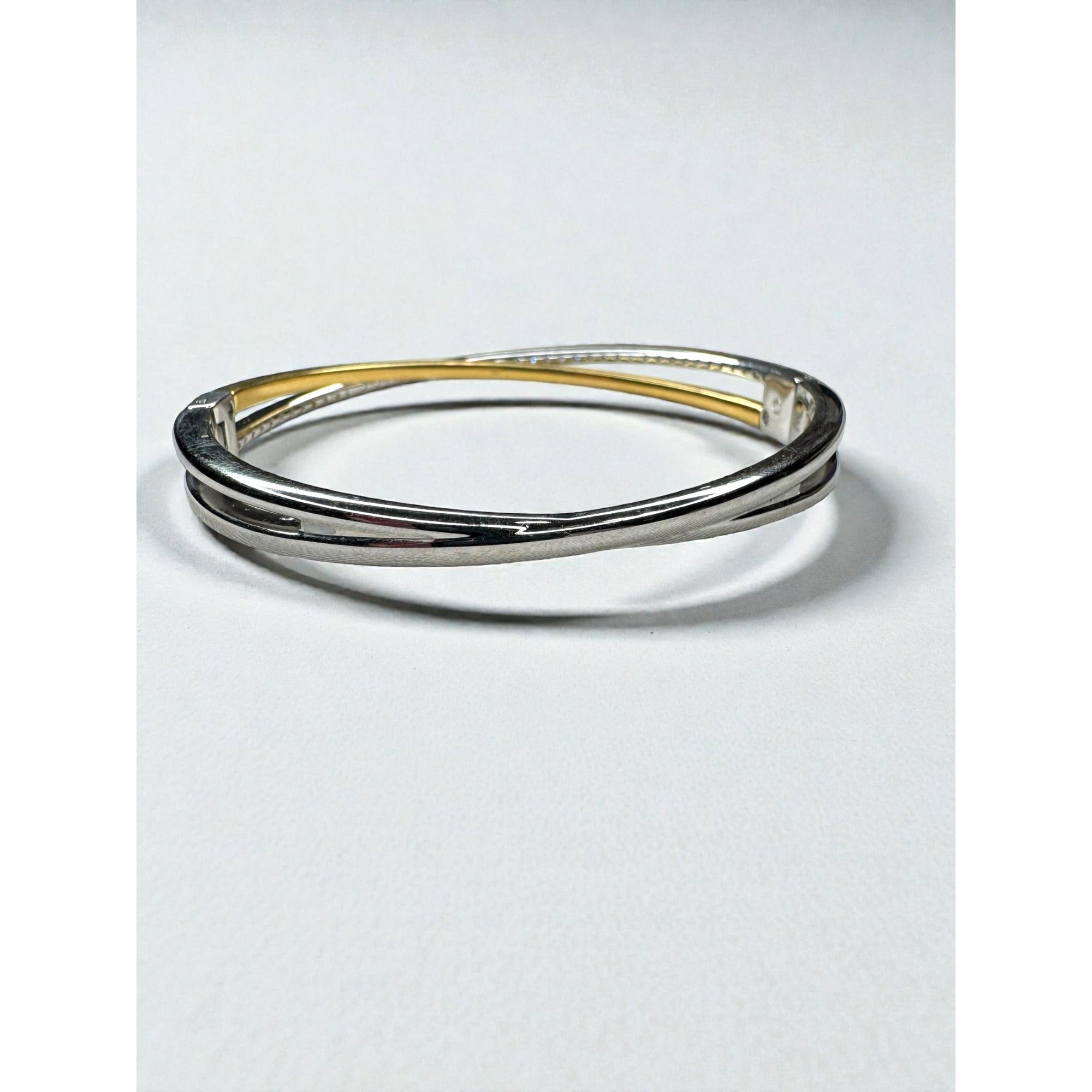 Swarovski Crystal Twist Bangle Bracelet Silver Gold Tone Pavé 2000s